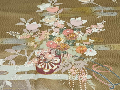 平和屋着物●訪問着 駒刺繍 花車文 暈し染め 金銀彩 正絹 逸品 DAAW5583ud