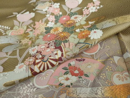 平和屋着物●訪問着 駒刺繍 花車文 暈し染め 金銀彩 正絹 逸品 DAAW5583ud