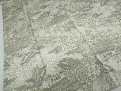 平和屋着物●上質な紬 流水風景文 正絹 逸品 DAAW5589ud