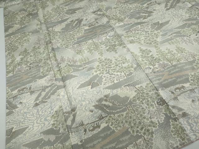 平和屋着物●上質な紬 流水風景文 正絹 逸品 DAAW5589ud