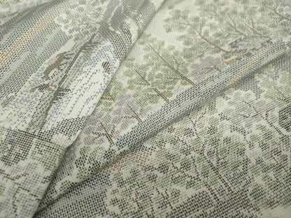 平和屋着物●上質な紬 流水風景文 正絹 逸品 DAAW5589ud