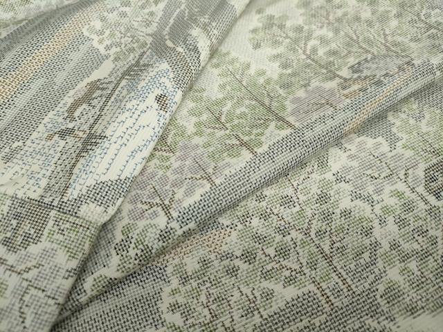 平和屋着物●上質な紬 流水風景文 正絹 逸品 DAAW5589ud