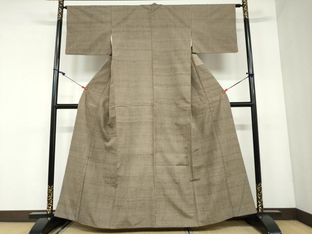 平和屋着物●上質な紬 空五倍子色 正絹 逸品 DAAW5601ud