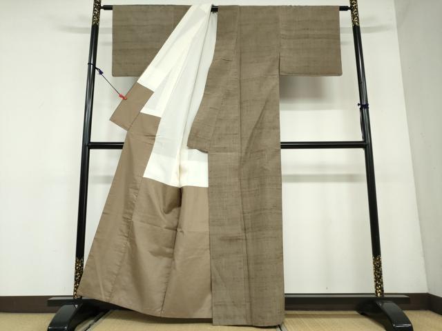平和屋着物●上質な紬 空五倍子色 正絹 逸品 DAAW5601ud
