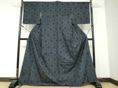 平和屋着物●上質な紬　花菱文　正絹　逸品　未使用　DAAW5638ud