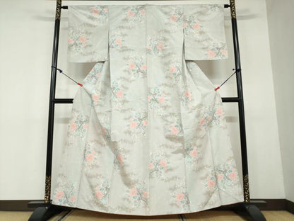 平和屋着物●上質な紬 枝椿文 正絹 逸品 DAAW5643ud
