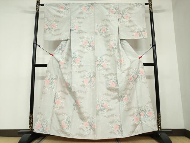 平和屋着物●上質な紬 枝椿文 正絹 逸品 DAAW5643ud