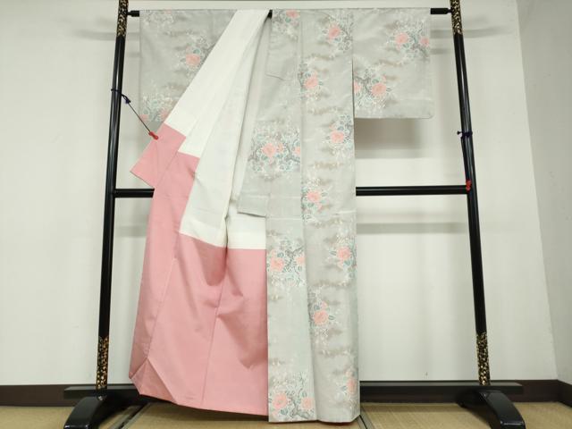 平和屋着物●上質な紬 枝椿文 正絹 逸品 DAAW5643ud