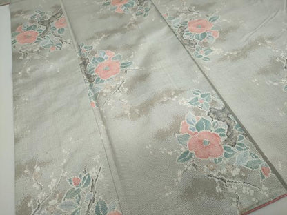 平和屋着物●上質な紬 枝椿文 正絹 逸品 DAAW5643ud