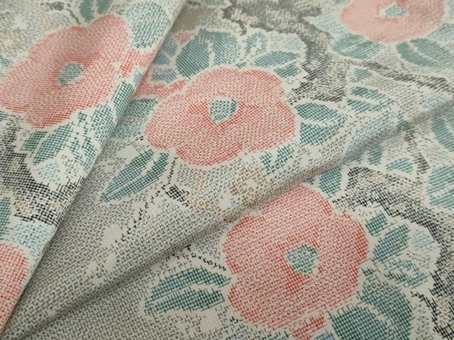 平和屋着物●上質な紬 枝椿文 正絹 逸品 DAAW5643ud
