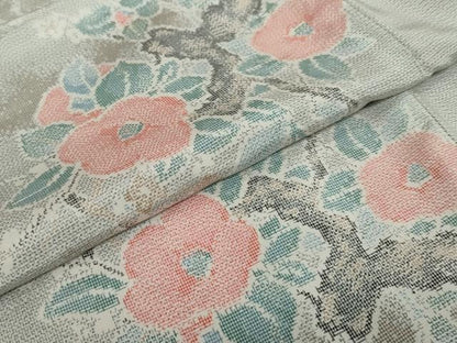 平和屋着物●上質な紬 枝椿文 正絹 逸品 DAAW5643ud