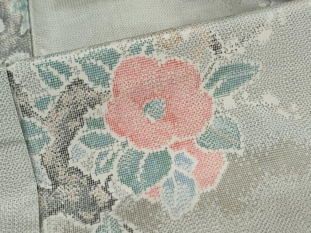 平和屋着物●上質な紬 枝椿文 正絹 逸品 DAAW5643ud