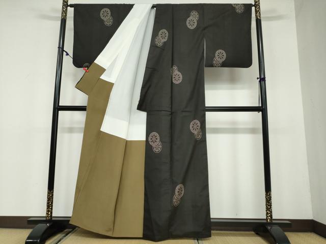 平和屋着物●本場大島紬 7マルキ 地空き 源氏車文 正絹 逸品 DAAW5670ud