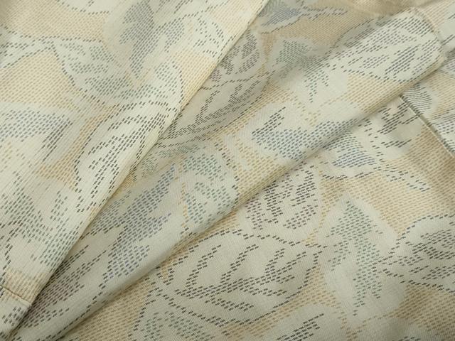平和屋着物●本場大島紬 白大島 舞葉文 正絹 逸品 DAAW5680ud