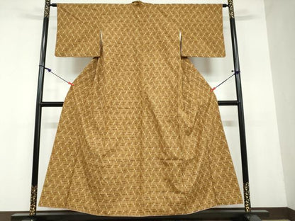 平和屋着物●上質な紬　変わり格子　正絹　逸品　DAAW5681ud