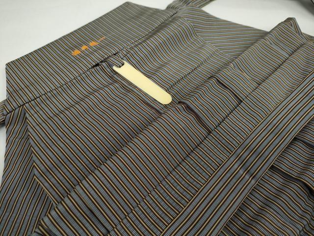 平和屋着物●男性　馬乗り袴　縞　正絹　逸品　DAAW5685ud