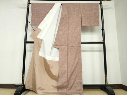 平和屋着物●上質な紬　花鳥文　正絹　逸品　DAAW5699ud