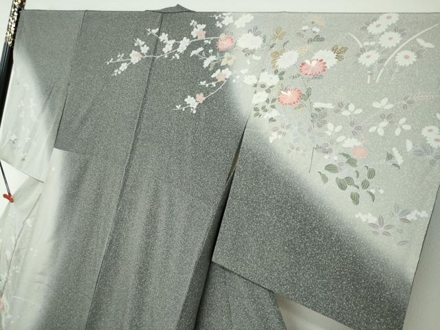 平和屋着物●訪問着　枝花文　暈し染め　正絹　逸品　DAAW5728ud
