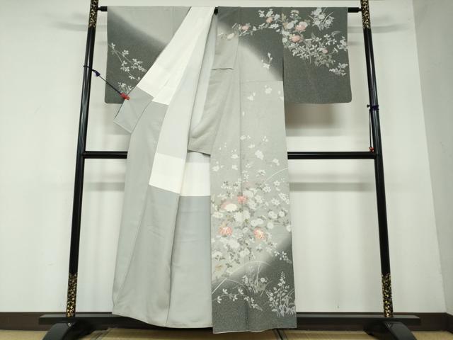 平和屋着物●訪問着　枝花文　暈し染め　正絹　逸品　DAAW5728ud
