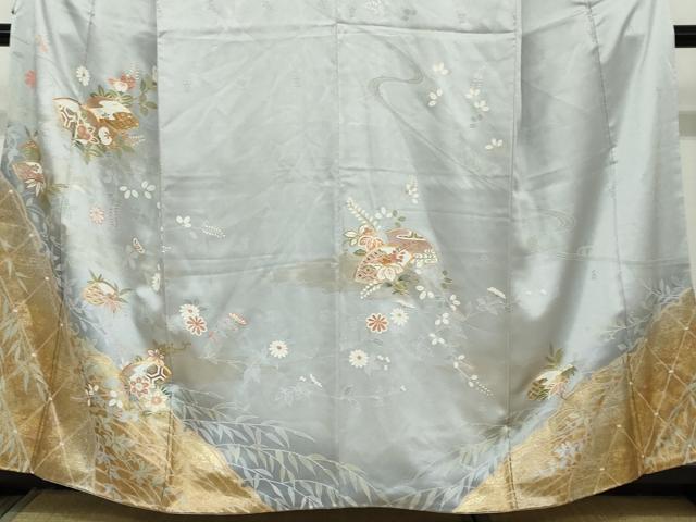 平和屋着物●訪問着 駒刺繍 地紙草花文 金彩 正絹 逸品 DAAW5733ud