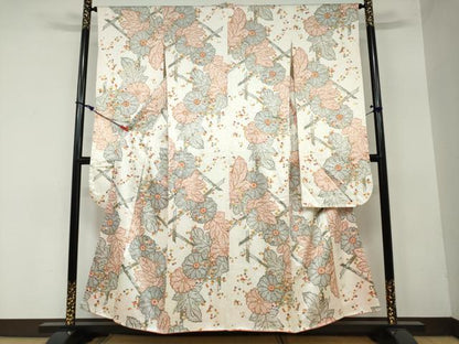 平和屋着物●豪華振袖 草花文 金彩 正絹 逸品 DAAW5735ud