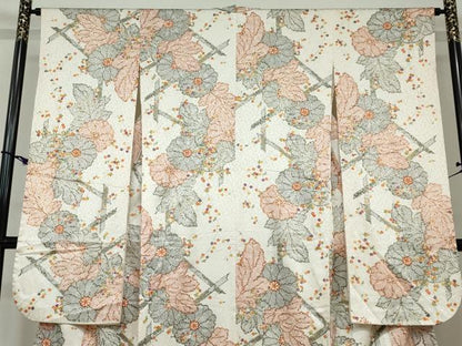 平和屋着物●豪華振袖 草花文 金彩 正絹 逸品 DAAW5735ud