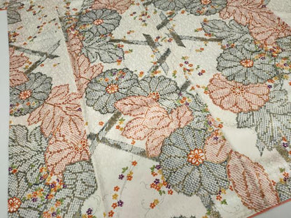 平和屋着物●豪華振袖 草花文 金彩 正絹 逸品 DAAW5735ud