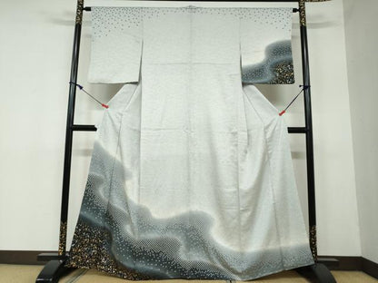 平和屋着物●訪問着　絞り　霞文　暈し染め　金彩　正絹　逸品　DAAW5738ud
