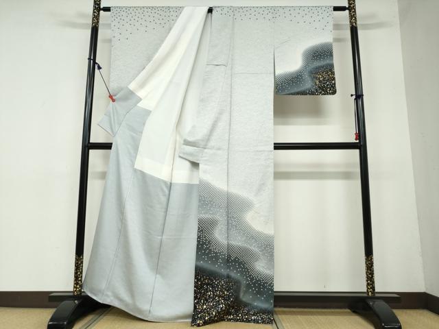 平和屋着物●訪問着　絞り　霞文　暈し染め　金彩　正絹　逸品　DAAW5738ud