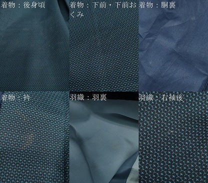 平和屋着物●男性　紬　アンサンブル　長羽織　110亀甲　総詰め　正絹　逸品　DAAW5753ud