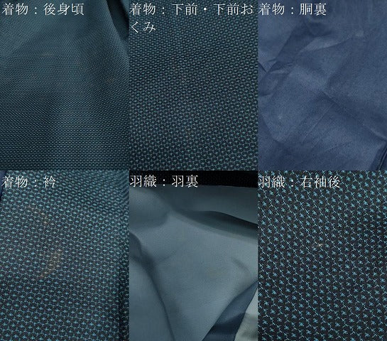 平和屋着物●男性　紬　アンサンブル　長羽織　110亀甲　総詰め　正絹　逸品　DAAW5753ud