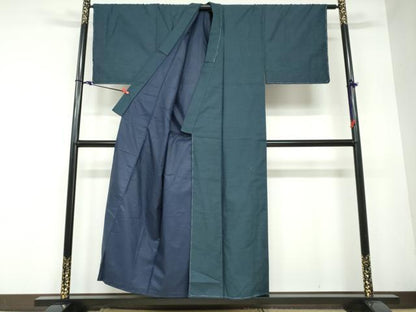 平和屋着物●男性　紬　アンサンブル　長羽織　110亀甲　総詰め　正絹　逸品　DAAW5753ud