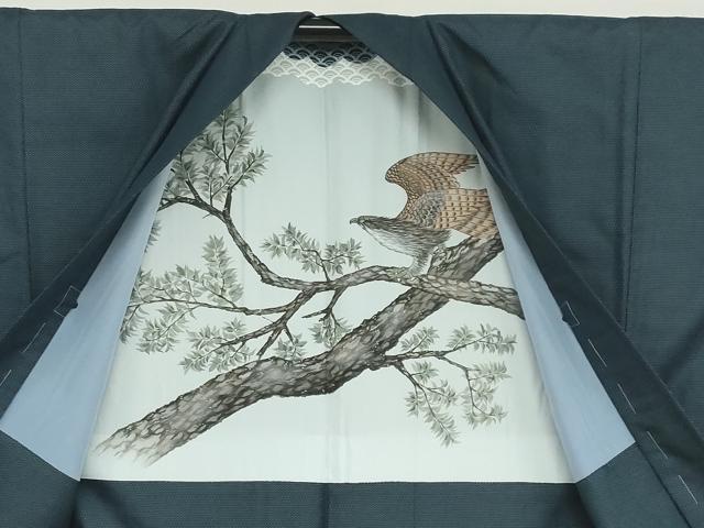 平和屋着物●男性　紬　アンサンブル　長羽織　110亀甲　総詰め　正絹　逸品　DAAW5753ud