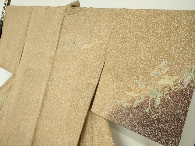 平和屋着物●訪問着　飛鳥葡萄蔦の葉文　暈し染め　金彩　正絹　逸品　DAAW5768ud