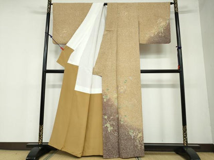 平和屋着物●訪問着　飛鳥葡萄蔦の葉文　暈し染め　金彩　正絹　逸品　DAAW5768ud