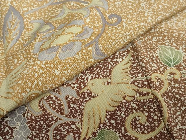 平和屋着物●訪問着　飛鳥葡萄蔦の葉文　暈し染め　金彩　正絹　逸品　DAAW5768ud
