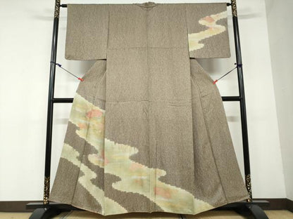 平和屋着物●訪問着 駒刺繍 地紙草花文 金彩 正絹 逸品 DAAW5773ud