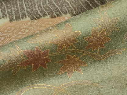 平和屋着物●訪問着 駒刺繍 地紙草花文 金彩 正絹 逸品 DAAW5773ud