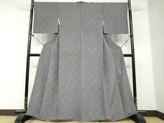 平和屋着物●重要無形文化財・伊勢手彫型本染・細合俊男　江戸小紋　更紗花唐草文　正絹　逸品　DAAW5779ud