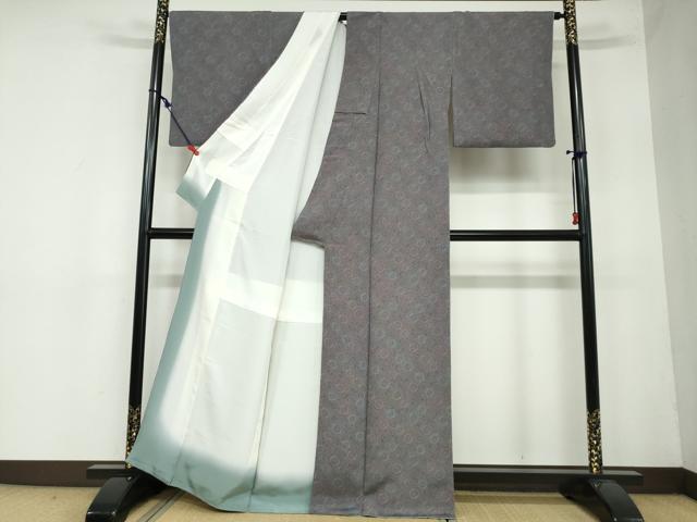 平和屋着物●重要無形文化財・伊勢手彫型本染・細合俊男　江戸小紋　更紗花唐草文　正絹　逸品　DAAW5779ud