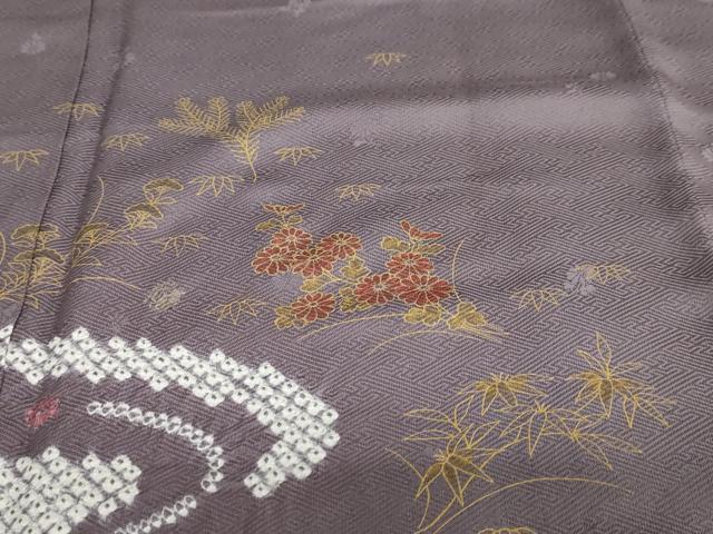 平和屋着物●訪問着　絞り　流水草花文　金彩　正絹　逸品　DAAW5791ud