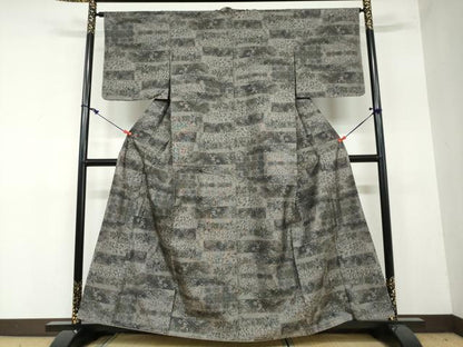平和屋着物●本場大島紬 9マルキ 風景草花文 正絹 逸品 未使用 DAAW5793ud