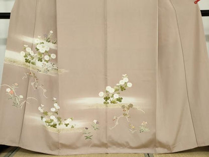 平和屋着物●訪問着　草花文　暈し染め　金彩　正絹　逸品　DAAW5802ud