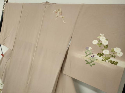 平和屋着物●訪問着　草花文　暈し染め　金彩　正絹　逸品　DAAW5802ud