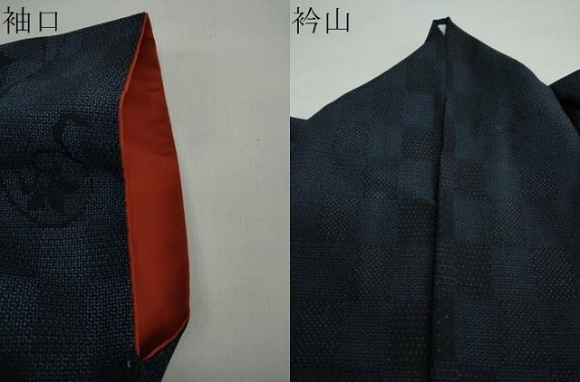 平和屋着物●本塩沢 110亀甲 花唐草間道 正絹 逸品 DAAW5815ud