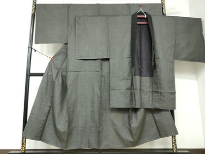 平和屋着物●男性 紬 アンサンブル 長羽織 亀甲文様 正絹 逸品 DAAW5827ud