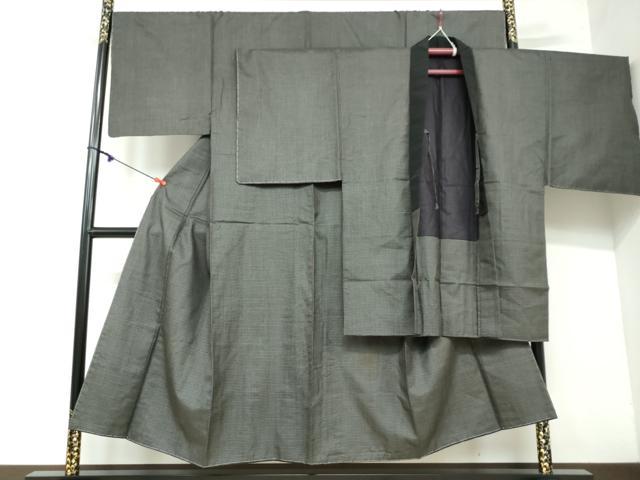 平和屋着物●男性 紬 アンサンブル 長羽織 亀甲文様 正絹 逸品 DAAW5827ud