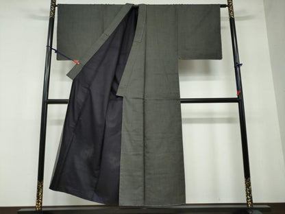 平和屋着物●男性 紬 アンサンブル 長羽織 亀甲文様 正絹 逸品 DAAW5827ud
