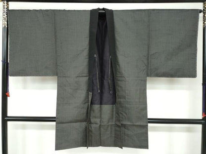 平和屋着物●男性 紬 アンサンブル 長羽織 亀甲文様 正絹 逸品 DAAW5827ud