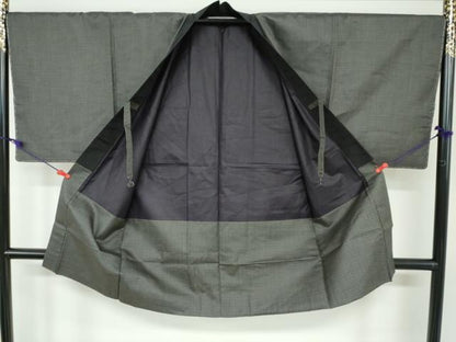 平和屋着物●男性 紬 アンサンブル 長羽織 亀甲文様 正絹 逸品 DAAW5827ud